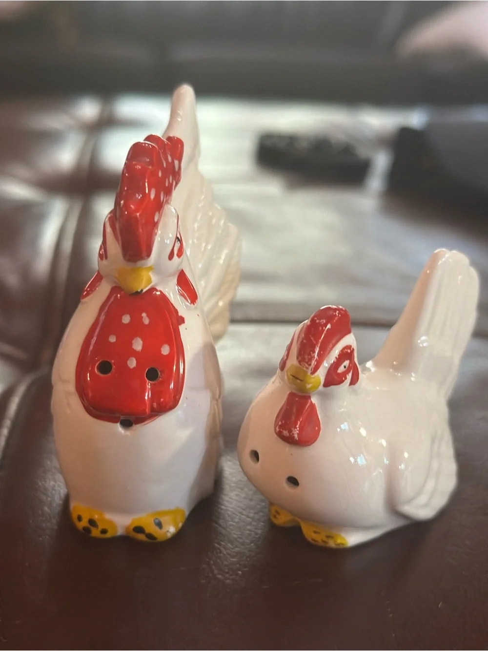 Vintage Rooster and Hen Salt and Pepper Shaker Set